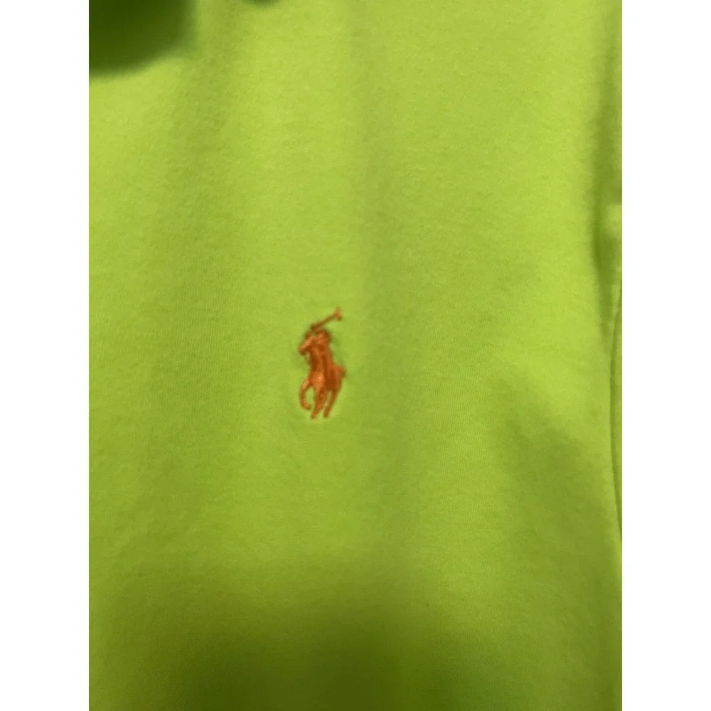 Ralph Lauren Performance Neon Green Golf Polo Shirt Mens Large Custom Fit READ
